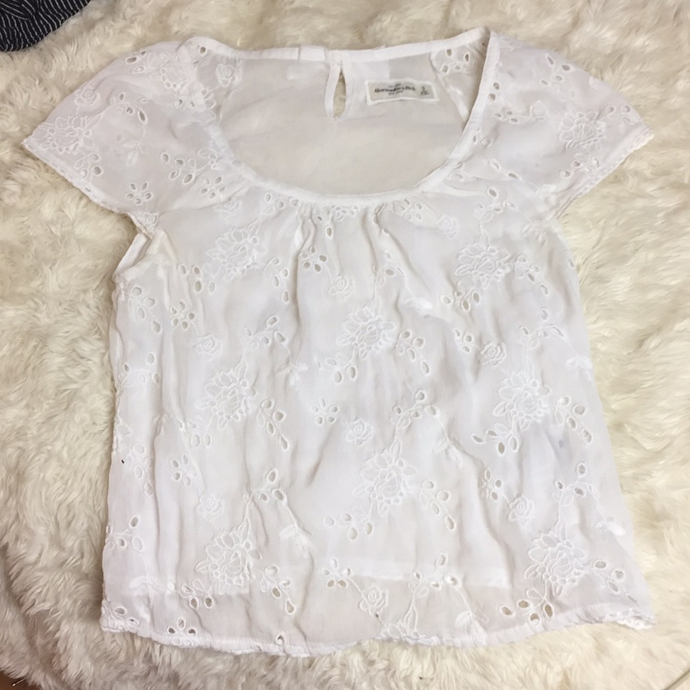 Cute see-through white floral top